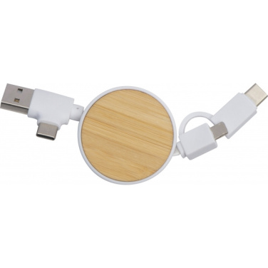 Logo trade business gift photo of: Bamboo charging cable GRONINGEN