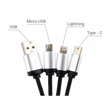 Logo trade promotional product photo of: 3in1 cable with enlighted logo for engraving, RXD-368