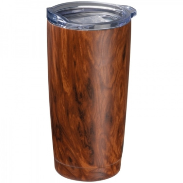 Logo trade corporate gifts image of: Stainless steel mug with wooden look COSTA RICA 550 ml