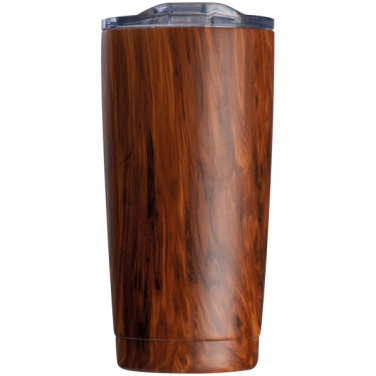 Logo trade promotional items image of: Stainless steel mug with wooden look COSTA RICA 550 ml