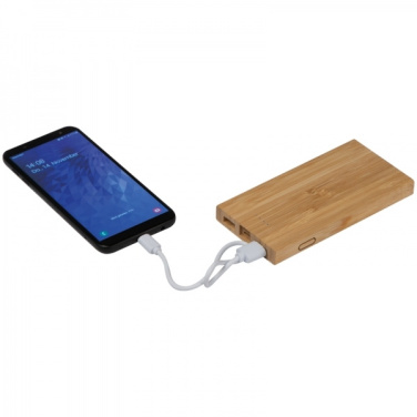 Logo trade promotional giveaway photo of: Bamboo power bank KATOWICE