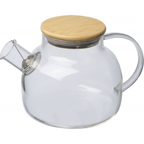 Logo trade corporate gift photo of: Glass jug with bamboo lid FRANKFURT 1000ml