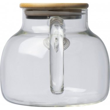 Logo trade promotional item photo of: Glass jug with bamboo lid FRANKFURT 1000ml