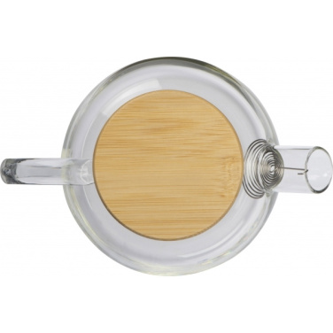 Logo trade corporate gift photo of: Glass jug with bamboo lid FRANKFURT 1000ml