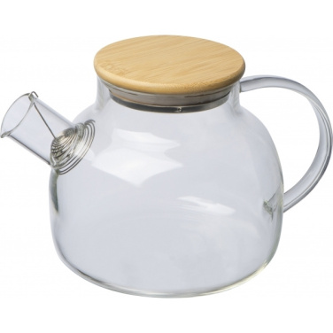 Logo trade promotional items image of: Glass jug with bamboo lid FRANKFURT 1000ml