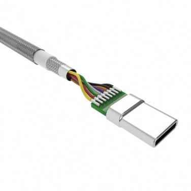 Logo trade promotional merchandise image of: Nylon data transfer cable LK30 Type - C Quick Charge 3.0