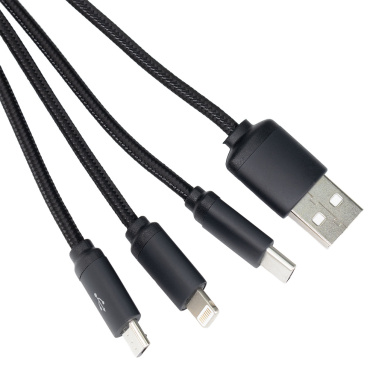 Logo trade promotional items picture of: 3in1 long cable with elighted logo for engraving, W201TG