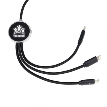 Logotrade promotional item image of: 3in1 long cable with elighted logo for engraving, W201TG