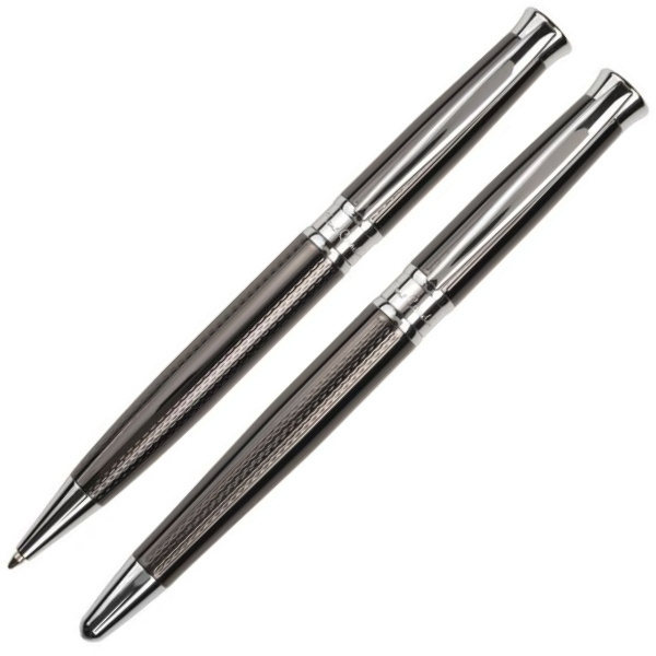 Logotrade promotional gift image of: Metal set of ballpoint pen and roller ROI