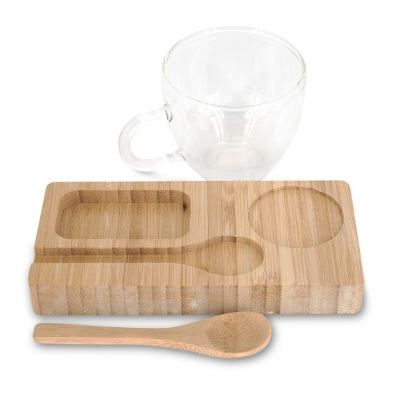 Logotrade promotional items photo of: Tray with cup and spoon FORMOSA 150 ml