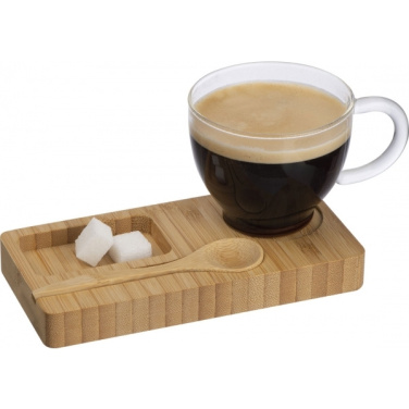 Logo trade promotional items image of: Tray with cup and spoon FORMOSA 150 ml