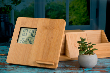 Logo trade promotional item photo of: Bamboo weather station GRANADA