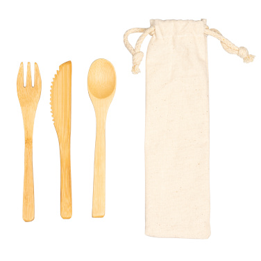 Logo trade promotional merchandise photo of: Bamboo cutlery set BONNEVILLE