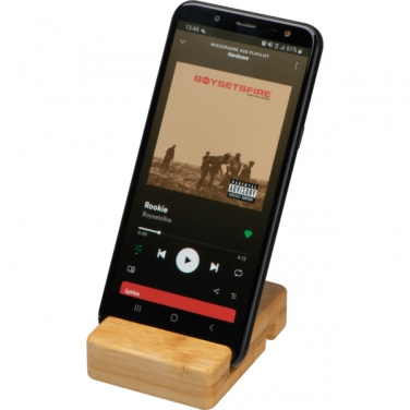 Logo trade promotional merchandise photo of: Bamboo smartphone holder SAN SEBASTIAN