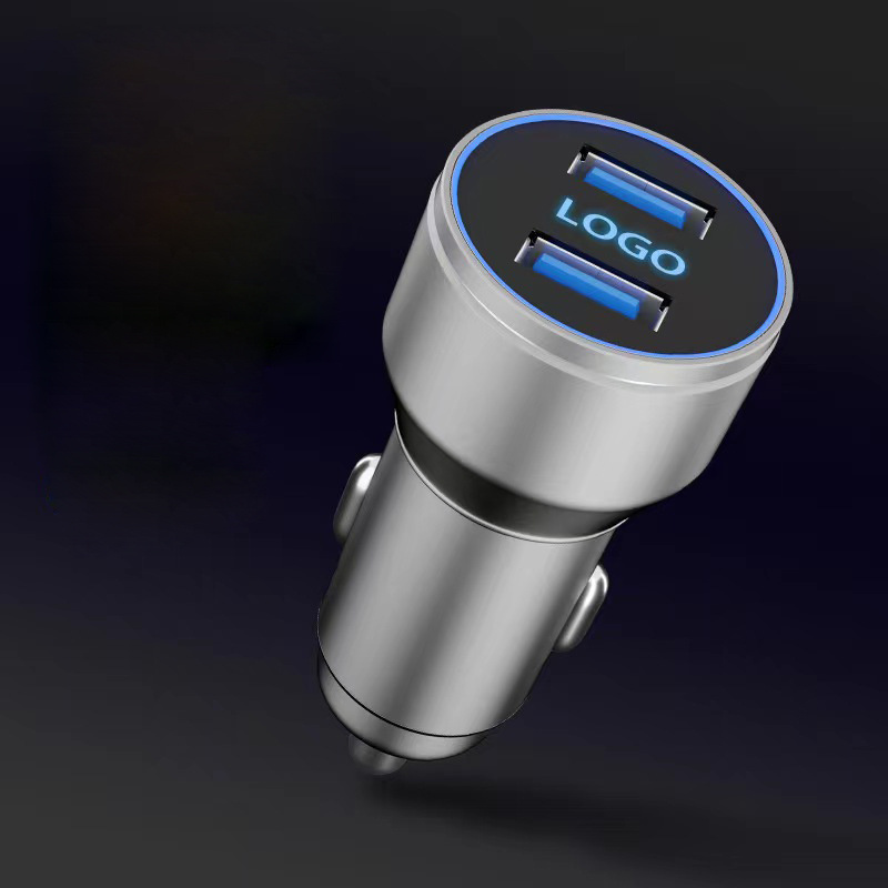 Logo trade business gifts image of: Car charger with enlighted logo for engraving