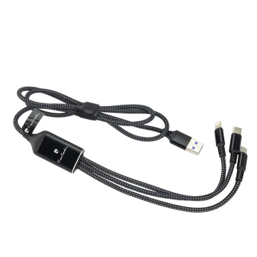 Logo trade promotional giveaways picture of: 3 in 1 cable with elighted logo Pierre Cardin