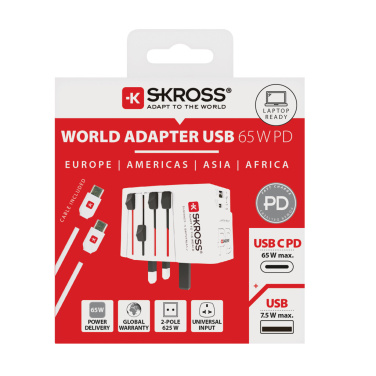 Logotrade promotional giveaway picture of: SKROSS World Travel Adapter MUV 65W PD with USB C Cable