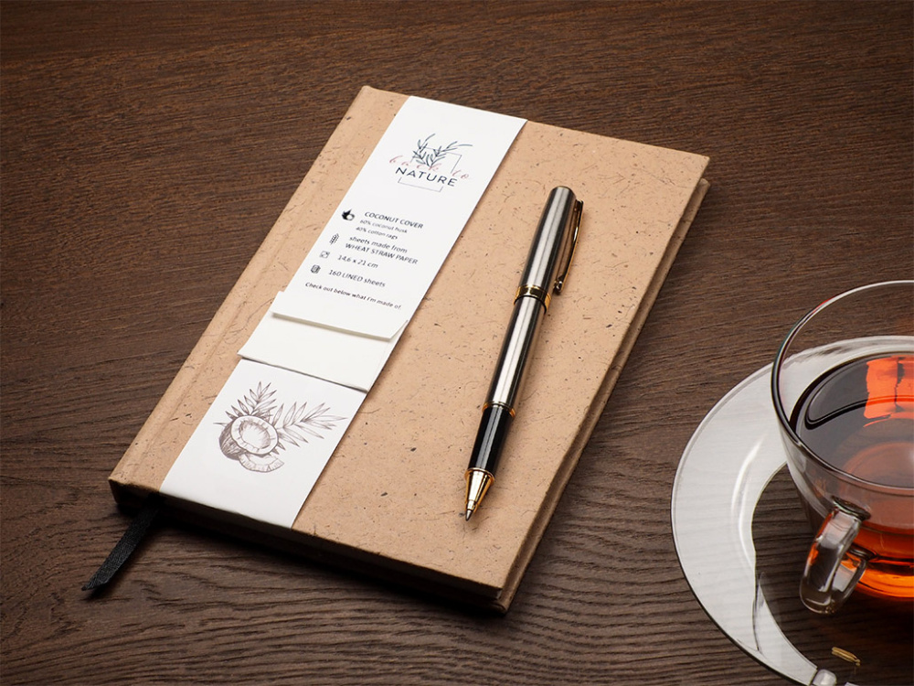 Logo trade promotional items image of: Recycled Coconut Notebook 209734100