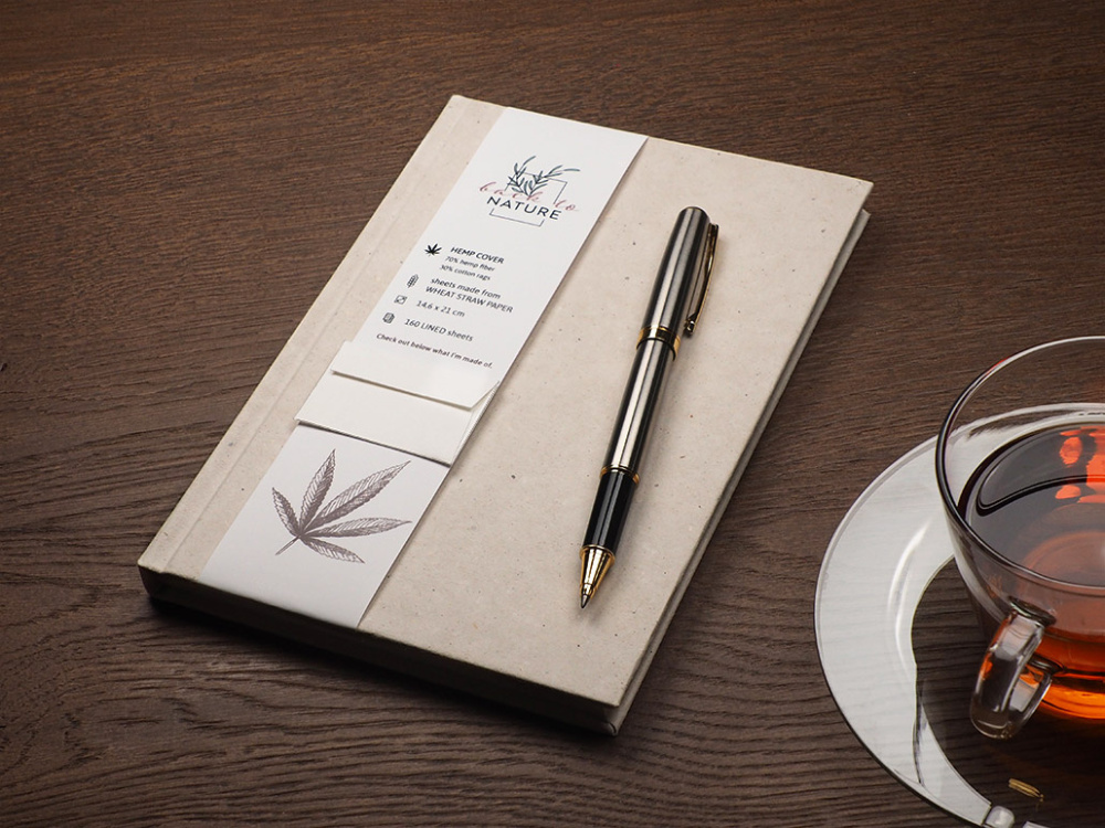 Logo trade promotional giveaway photo of: Recycled Hemp Notebook 209734300