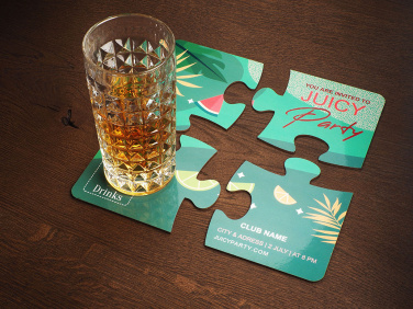 Logo trade promotional products image of: Set of 4 PUZZLE glass coasters 1835117