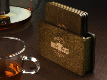 Logo trade promotional giveaways image of: Wooden box with 4 coasters 1871121