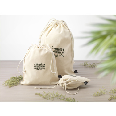 Logo trade corporate gifts picture of: Gift Pouch Natural GRS Recycled Cotton (150 g/m²) L