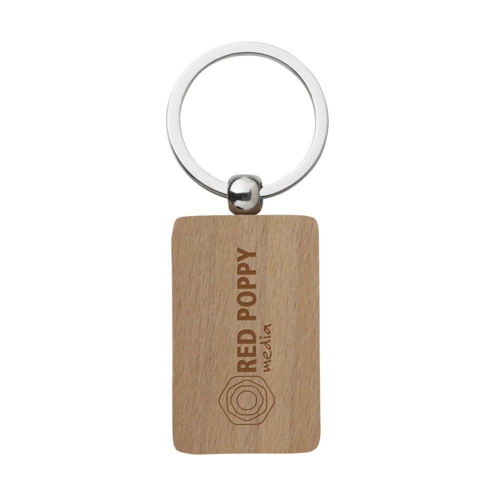 Logo trade promotional merchandise image of: WoodKey Rectangle keychain