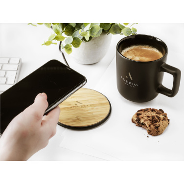 Logo trade business gifts image of: Bamboo 10W Wireless Charger wireless fast charger