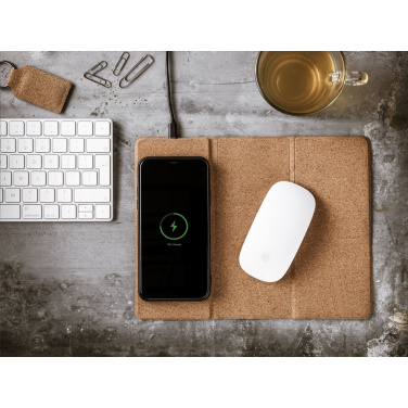 Logo trade promotional giveaway photo of: Cork Wireless Charging Mousepad