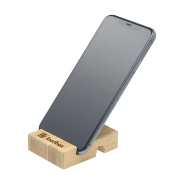 Logo trade promotional products image of: Supporto Bamboo phone stand