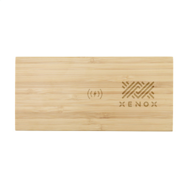 Logo trade promotional giveaways image of: Bamboo Alarm Clock with Wireless Charger