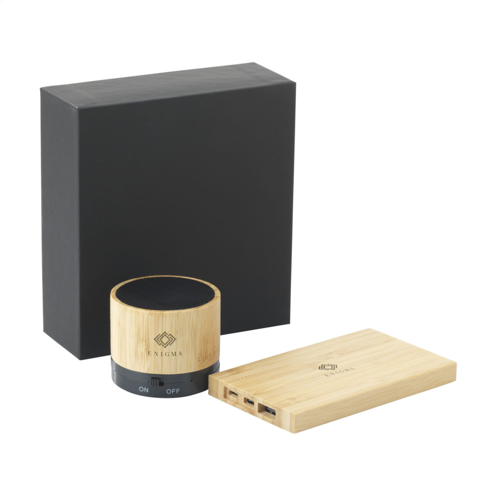 Logotrade promotional giveaway picture of: PowerBox Bamboo gift set