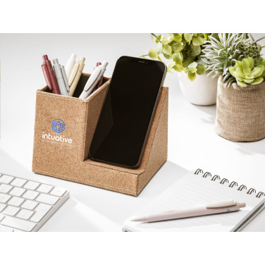 Logo trade promotional giveaways image of: Ecork Pen Holder Wireless Charger