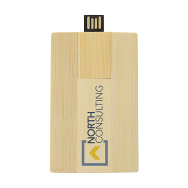 Logo trade corporate gift photo of: CreditCard USB Bamboo 64 GB