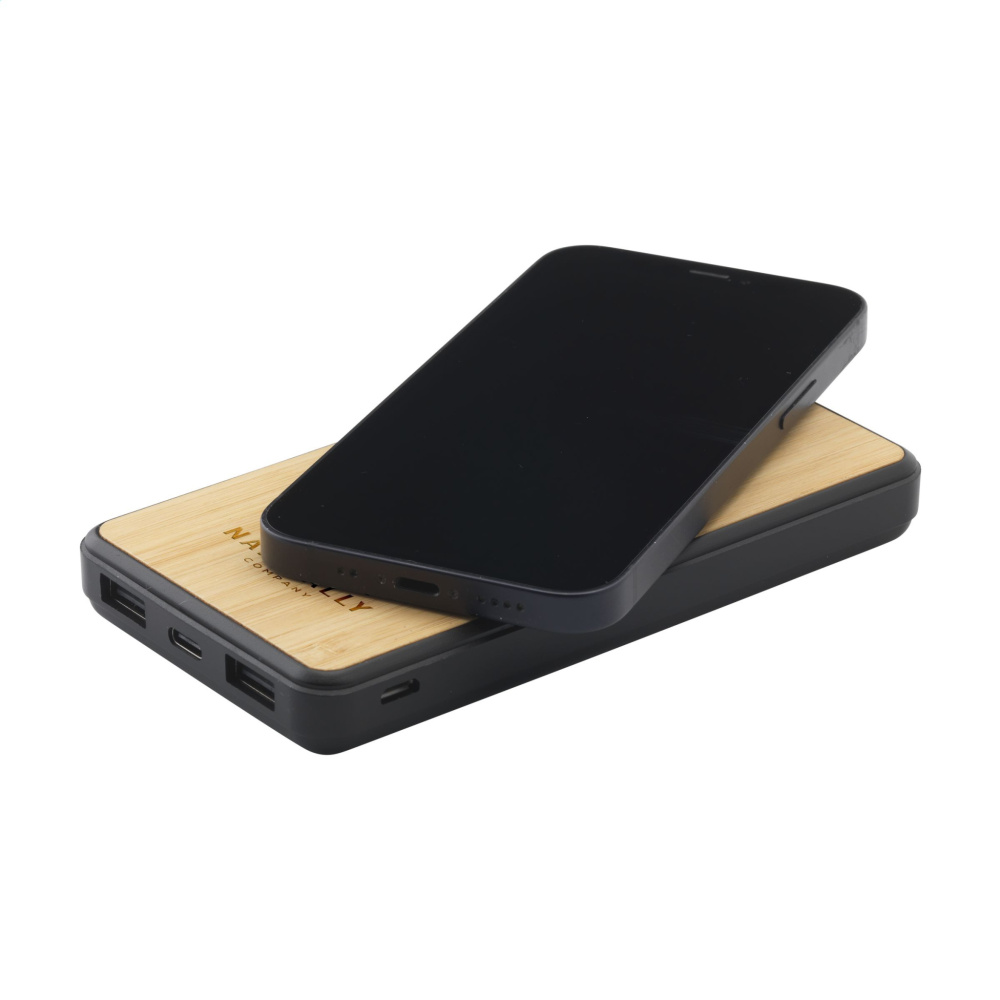 Logotrade promotional giveaways photo of: Boru Bamboo RCS Recycled ABS Powerbank Wireless Charger