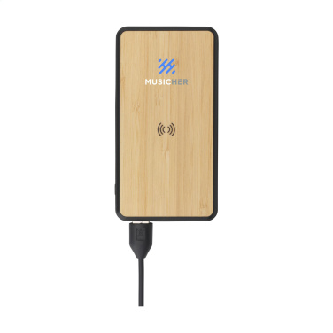 Logo trade business gifts image of: Boru Bamboo RCS Recycled ABS Powerbank Wireless Charger