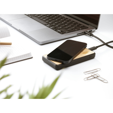 Logotrade promotional item picture of: Boru Bamboo RCS Recycled ABS Powerbank Wireless Charger