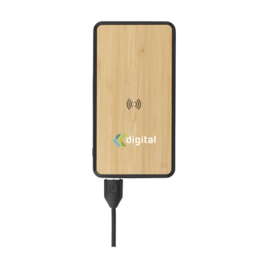 Logotrade promotional merchandise picture of: Boru Bamboo RCS Recycled ABS Powerbank Wireless Charger