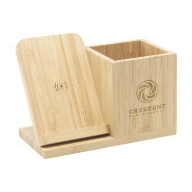 Logotrade business gift image of: Bamboo Boss 15W charger/pen holder