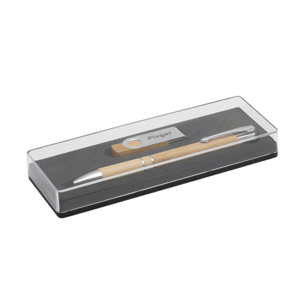 Logotrade promotional gift image of: Bamboo Connect Giftset 8 GB