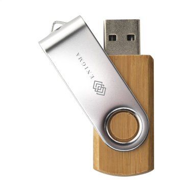 Logo trade promotional giveaways image of: USB Twist Bamboo from stock 8 GB