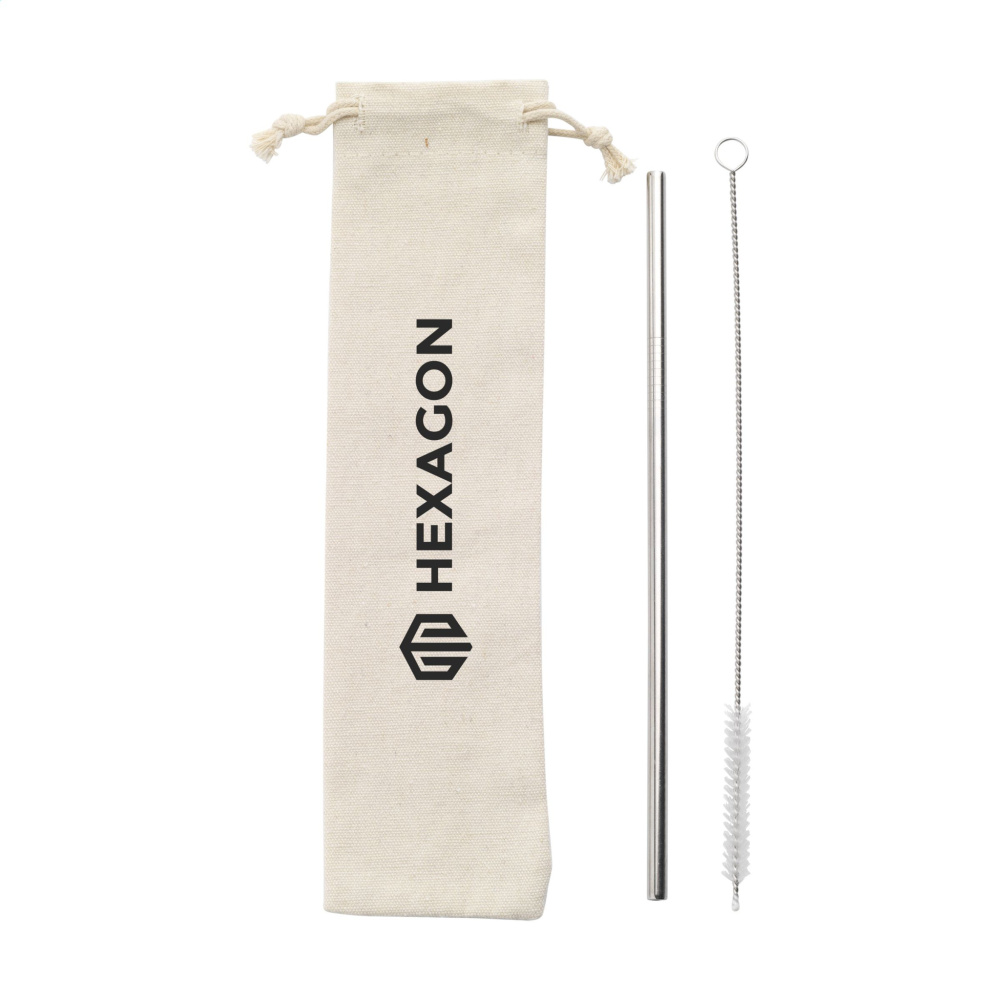 Logo trade corporate gifts picture of: Reusable 1 piece ECO Straw Set stainless-steel straw