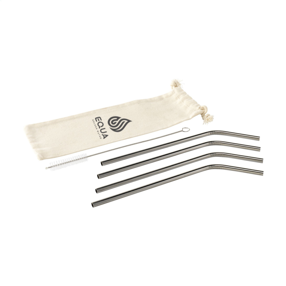 Logotrade advertising product image of: ECO RVS 4 pieces ECO Straw Set stainless-steel straws