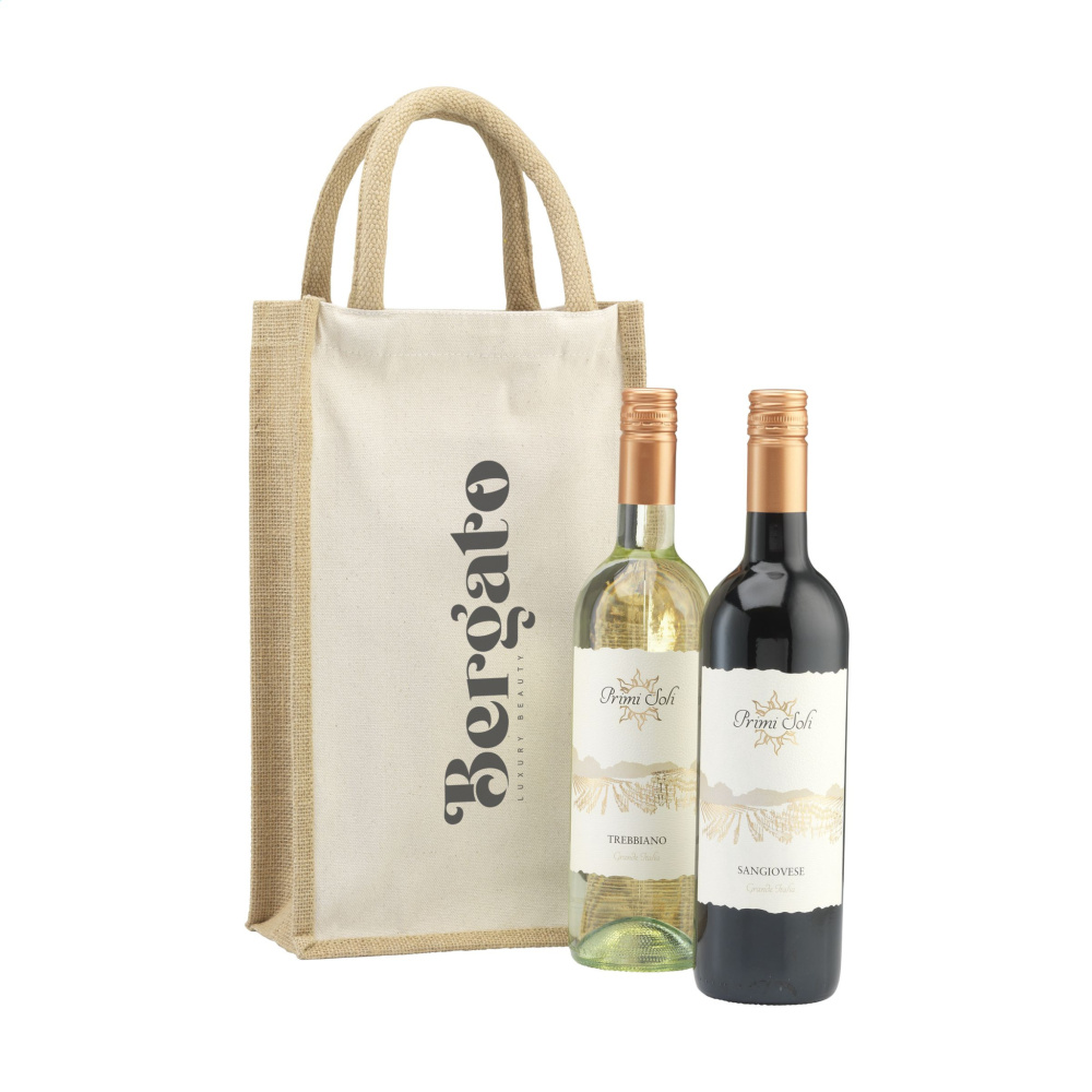 Logo trade promotional gifts image of: Jute Canvas Double Wine Bag