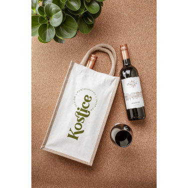 Logotrade promotional item picture of: Jute Canvas Double Wine Bag