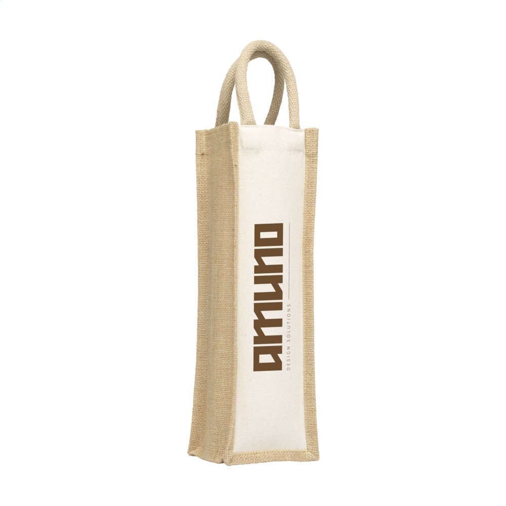 Logo trade promotional gift photo of: Jute Canvas Wine Bag