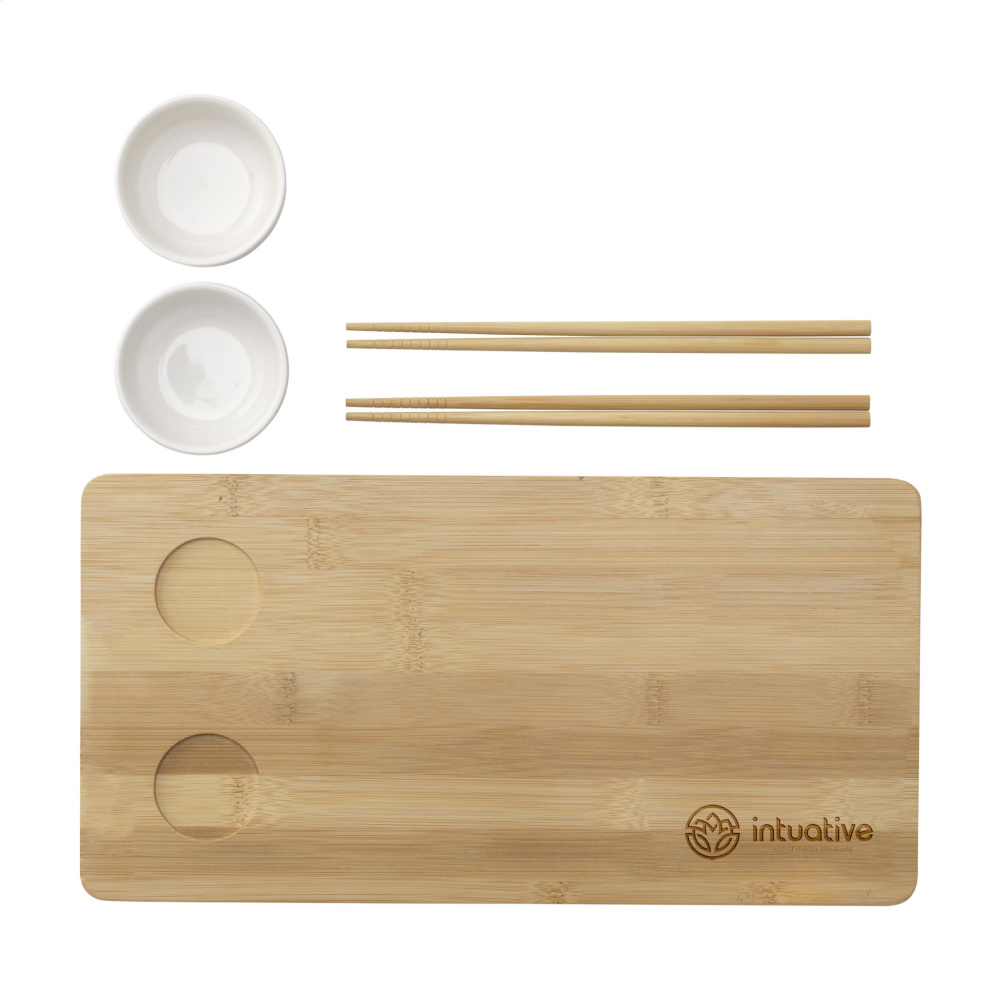 Logo trade promotional merchandise picture of: Temaki Bamboo Sushi Tray gift set