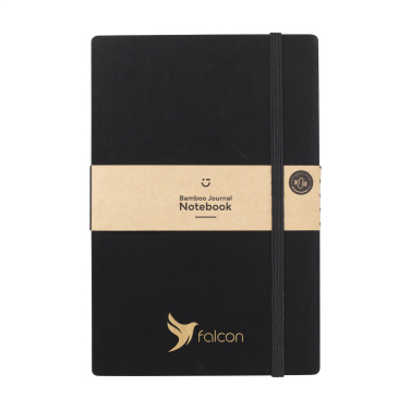 Logo trade promotional giveaway photo of: Bamboo Journal Naked Spine Paper Notebook Black A5