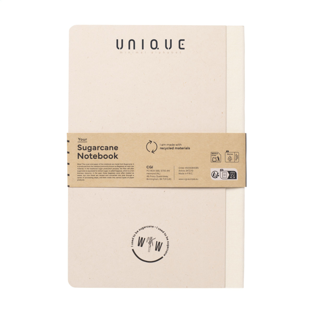 Logo trade promotional product photo of: Sugarcane Paper Notebook A5