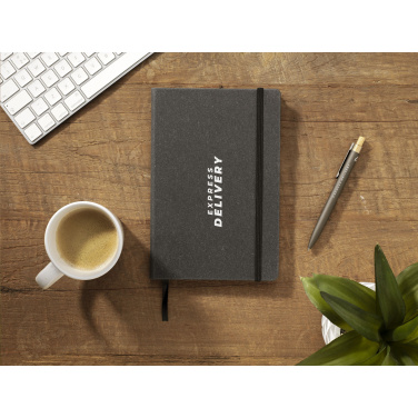 Logo trade promotional merchandise photo of: Montana Recycled Leather Paper Notebook A5